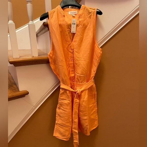 Anthro Cloth and Stone NWT sleeveless button down romper, Sz Med linen/rayon - Picture 9 of 11